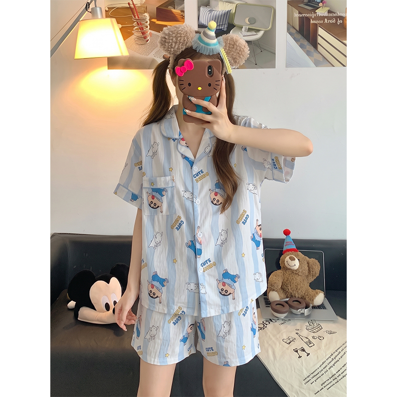Women's Summer Cloud Cotton Short Sleeve & Shorts Loungewear Set photo 4 (style SM-AE2C21)