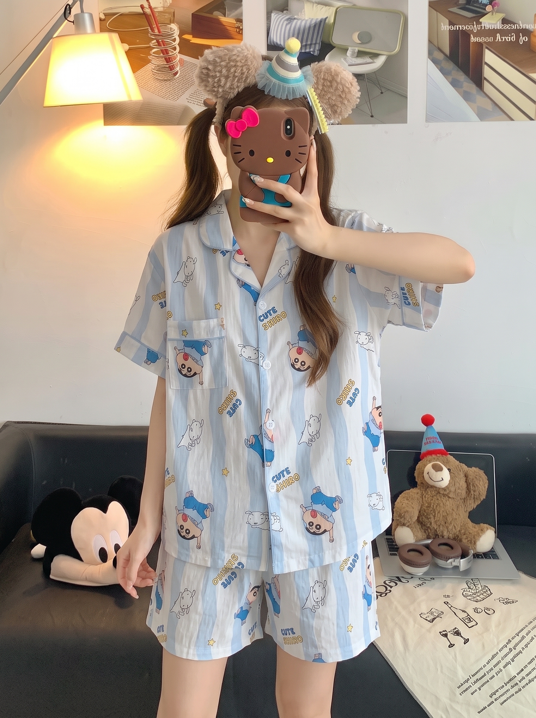 Women's Summer Cloud Cotton Short Sleeve & Shorts Loungewear Set photo 6 (style SM-AE2C21)