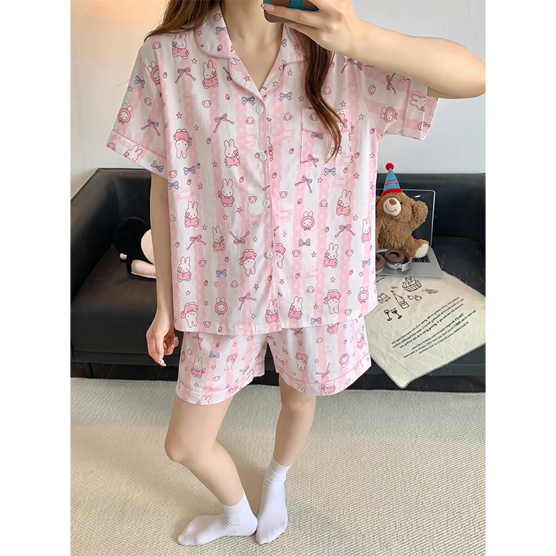 Women's Summer Cloud Cotton Short Sleeve & Shorts Loungewear Set photo 5 (style SM-92DF20)