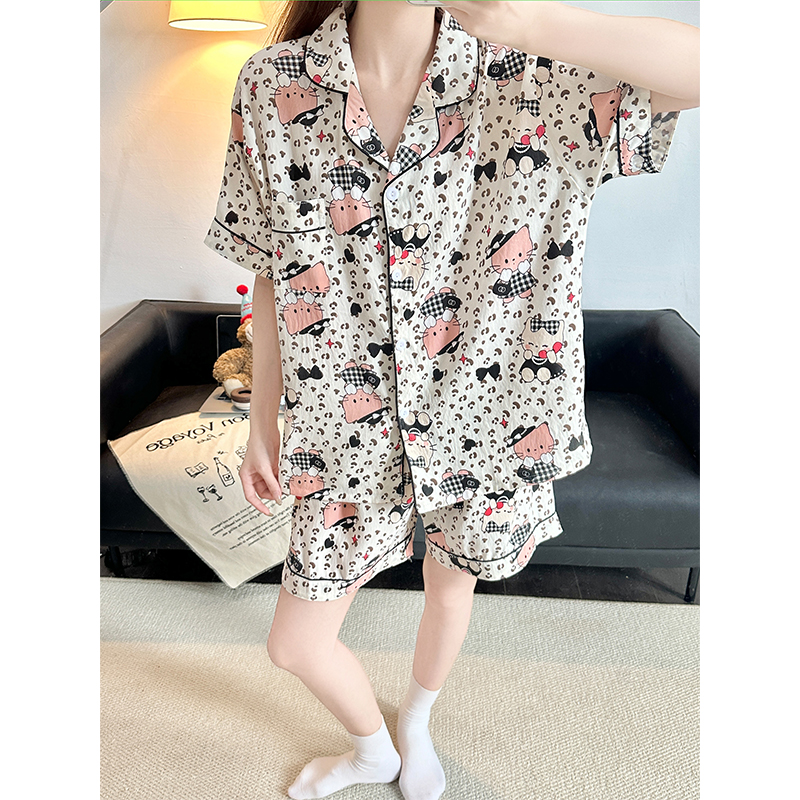 Women's Summer Cloud Cotton Short Sleeve & Shorts Loungewear Set photo 5 (style SM-CD12A2)