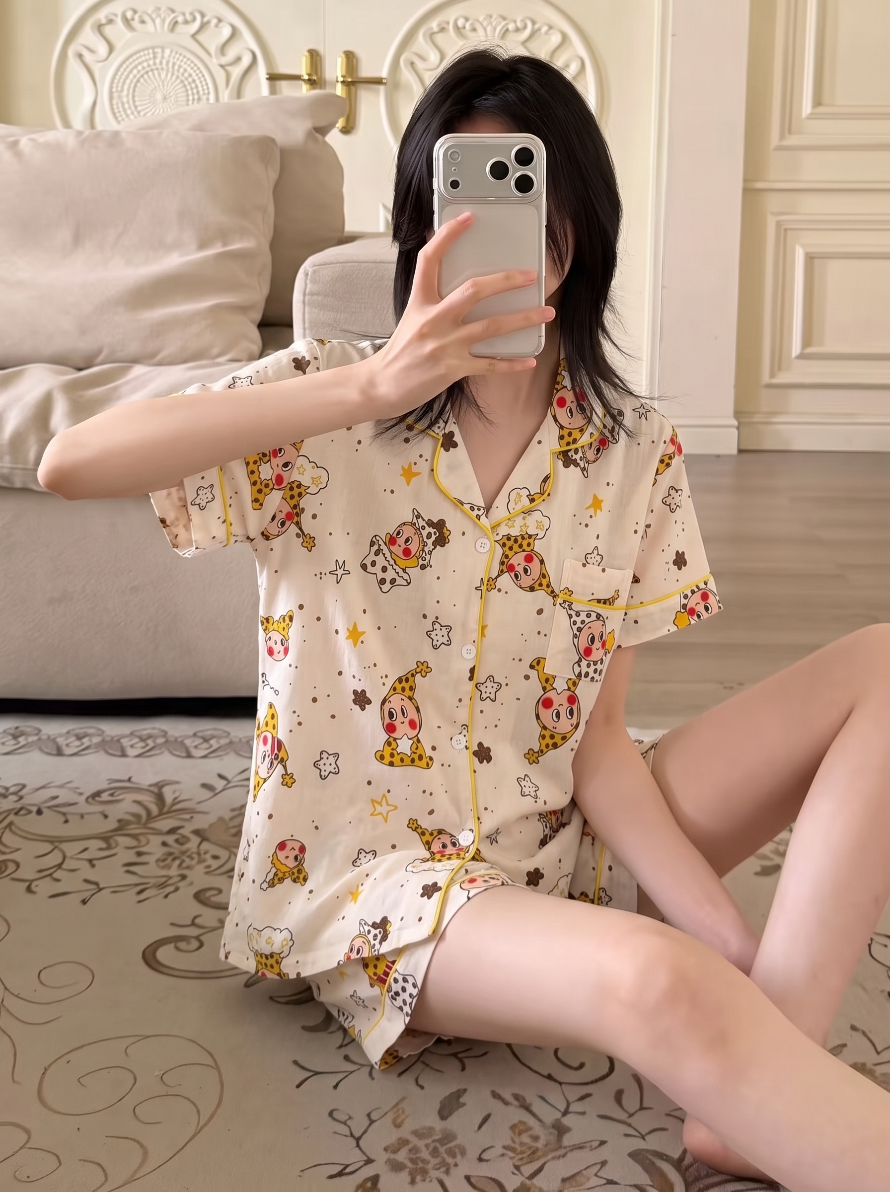 Women's Summer Cloud Cotton Short Sleeve & Shorts Loungewear Set photo 7 (style SM-4CF284)