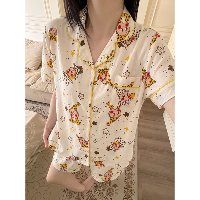 Summer Cloud Cotton Homewear Women Short Sleeve Shorts 2 Pcs Breathabl photo 2 (style 5475)