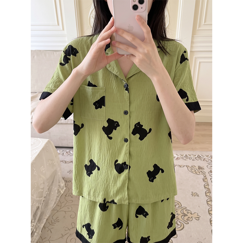 Women's Summer Cloud Cotton Short Sleeve & Shorts Loungewear Set photo 3 (style SM-5C5839)