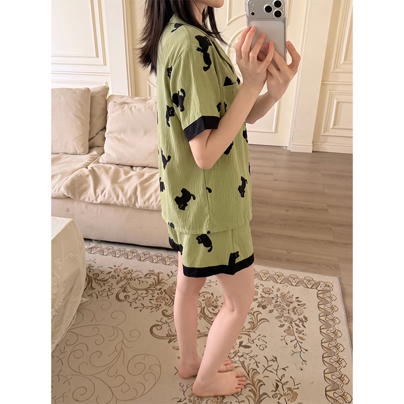 Women's Summer Cloud Cotton Short Sleeve & Shorts Loungewear Set photo 4 (style SM-5C5839)