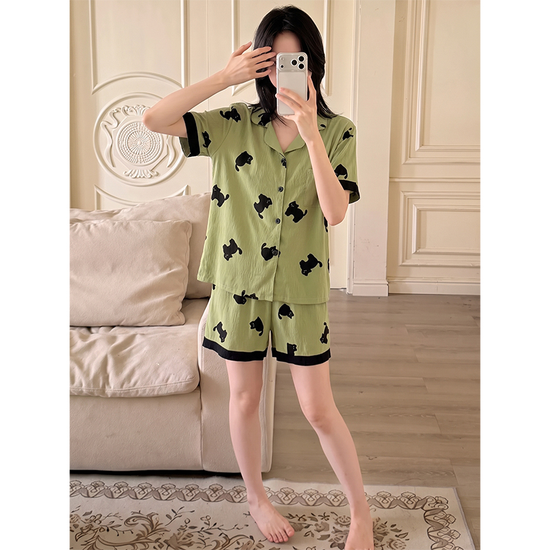 Women's Summer Cloud Cotton Short Sleeve & Shorts Loungewear Set photo 5 (style SM-5C5839)