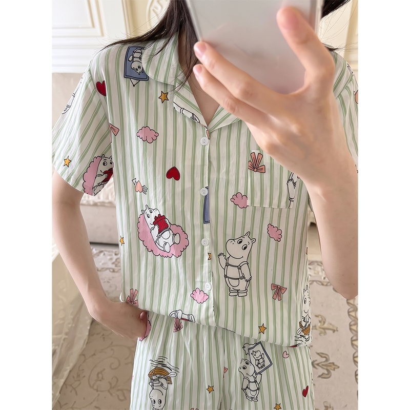 Women's Summer Cloud Cotton Short Sleeve & Shorts Loungewear Set photo 5 (style SM-101716)