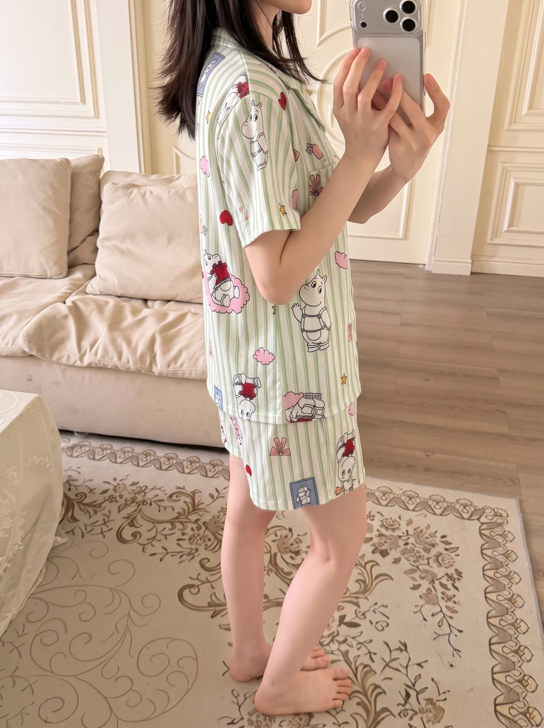 Women's Summer Cloud Cotton Short Sleeve & Shorts Loungewear Set photo 7 (style SM-101716)