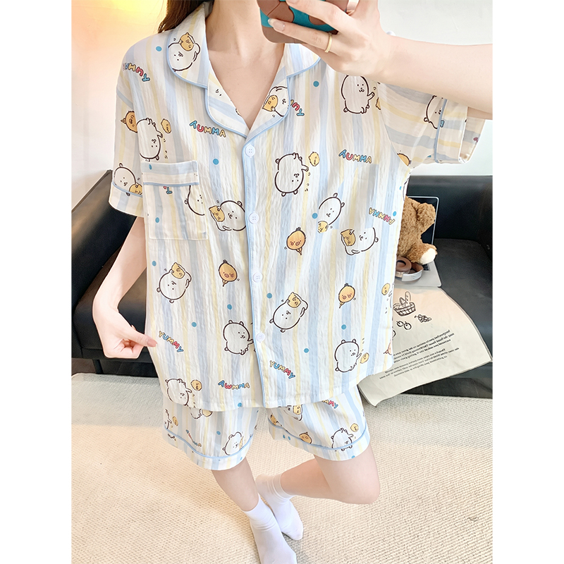 Women's Summer Cloud Cotton Short Sleeve & Shorts Loungewear Set photo 2 (style SM-ECC128)