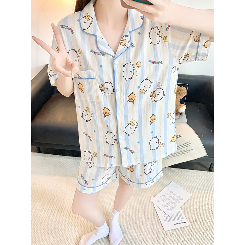 Women's Summer Cloud Cotton Short Sleeve & Shorts Loungewear Set photo 3 (style SM-ECC128)