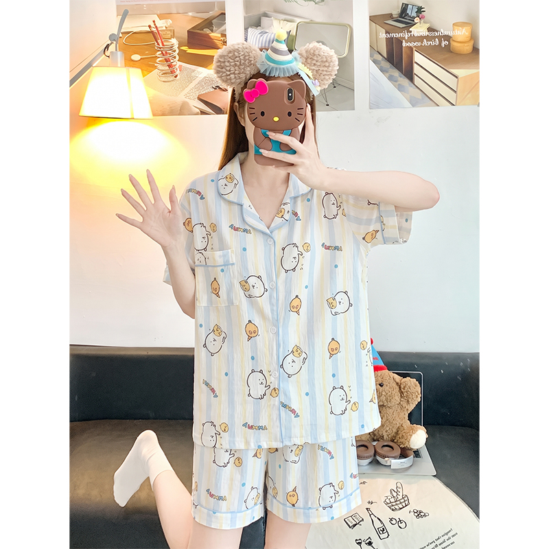 Women's Summer Cloud Cotton Short Sleeve & Shorts Loungewear Set photo 5 (style SM-ECC128)