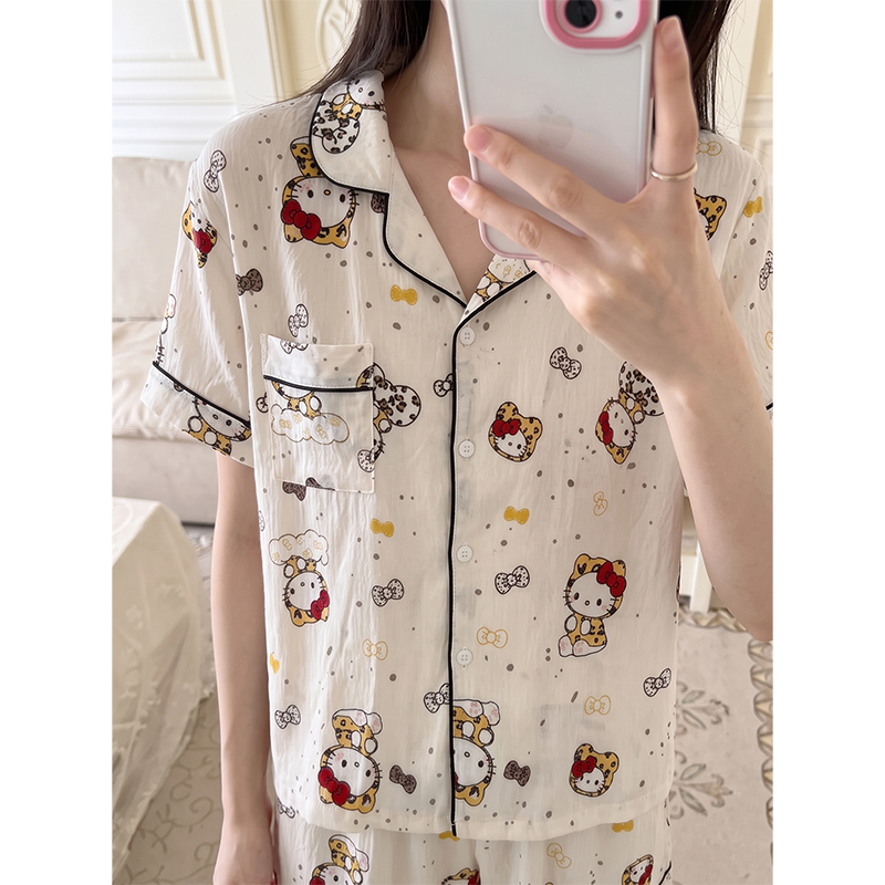 Women's Summer Cloud Cotton Short Sleeve & Shorts Loungewear Set photo 4 (style SM-9E415F)