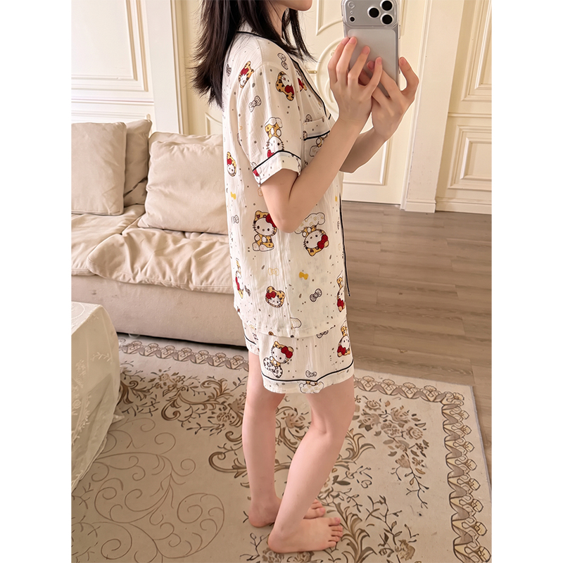 Women's Summer Cloud Cotton Short Sleeve & Shorts Loungewear Set photo 5 (style SM-9E415F)