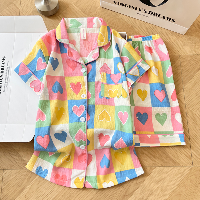 Summer Cloud Cotton Homewear Women Short Sleeve Shorts 2 Pcs Breathabl photo 5 (style 6001155101214161)