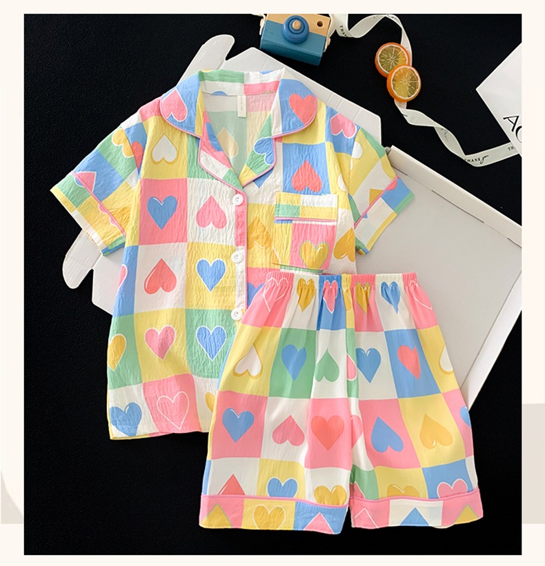 Summer Cloud Cotton Homewear Women Short Sleeve Shorts 2 Pcs Breathabl photo 7 (style 6001600260036004155)