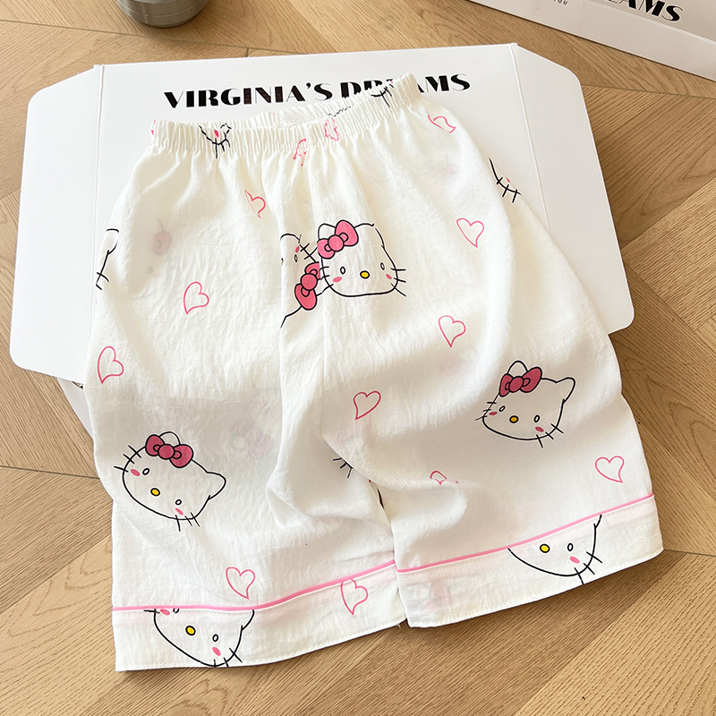 Summer Cloud Cotton Homewear Women Short Sleeve Shorts 2 Pcs Breathabl photo 3 (style 6002155101214161)