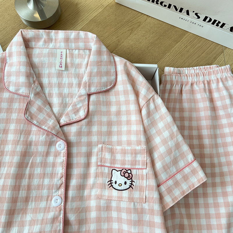 Summer Cloud Cotton Homewear Women Short Sleeve Shorts 2 Pcs Breathabl photo 6 (style 6004155101214161)