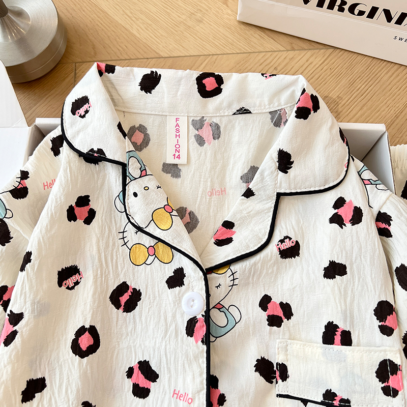 Summer Cloud Cotton Homewear Women Short Sleeve Shorts 2 Pcs Breathabl photo 4 (style 6005155101214161)