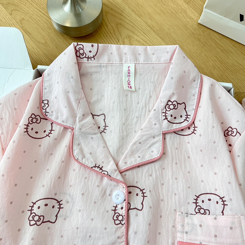 Summer Cloud Cotton Homewear Women Short Sleeve Shorts 2 Pcs Breathabl photo 6 (style 6006155101214161)