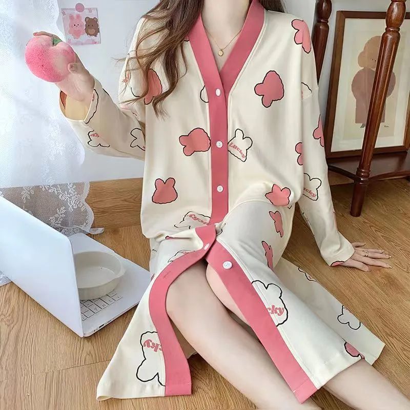 Women's Summer Cotton Cardigan Short Sleeve & Shorts Loungewear Set photo 5 (style SM-1E0F65)