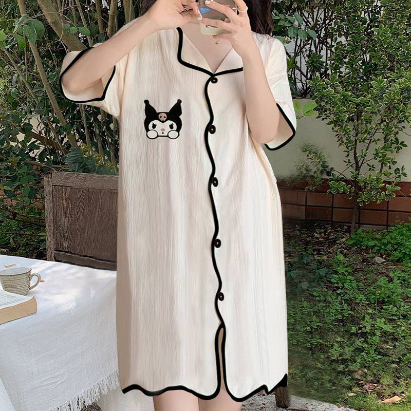 Summer Cotton Cardigan Homewear Women Short Sleeve Shorts 2 Pcs Breathable Wholesale