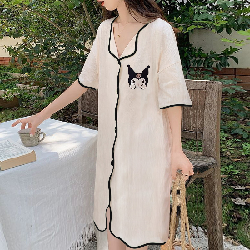 Summer Cotton Cardigan Homewear Women Short Sleeve Shorts 2 Pcs Breath photo 2 (style 605212)