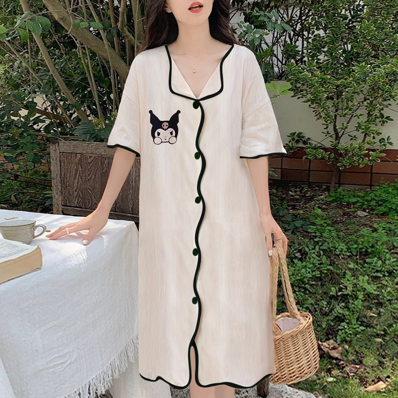 Summer Cotton Cardigan Homewear Women Short Sleeve Shorts 2 Pcs Breath photo 3 (style 605212)