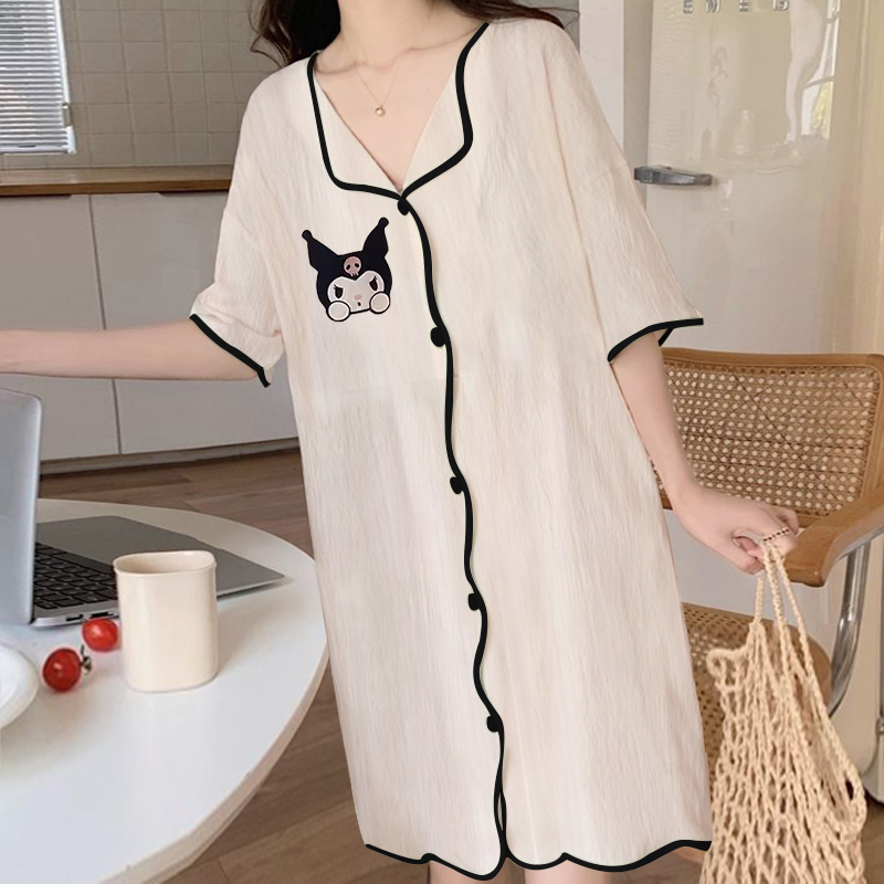 Summer Cotton Cardigan Homewear Women Short Sleeve Shorts 2 Pcs Breath photo 4 (style 605212)