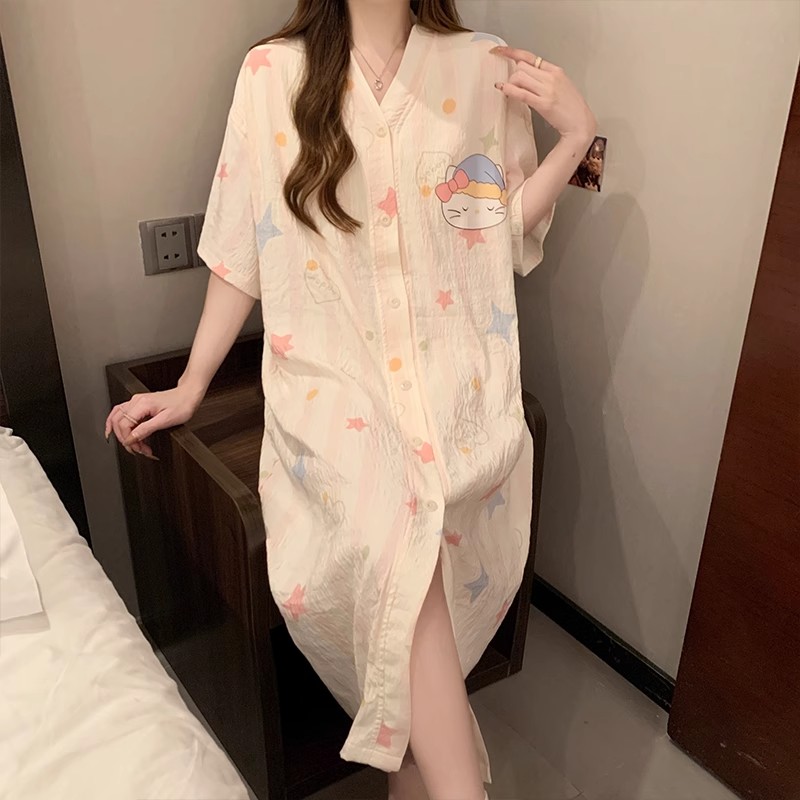 Women's Summer Cloud Cotton Short Sleeve & Shorts Loungewear Set photo 2 (style SM-A675B2)