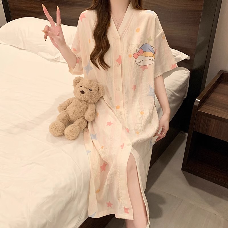 Women's Summer Cloud Cotton Short Sleeve & Shorts Loungewear Set photo 3 (style SM-A675B2)