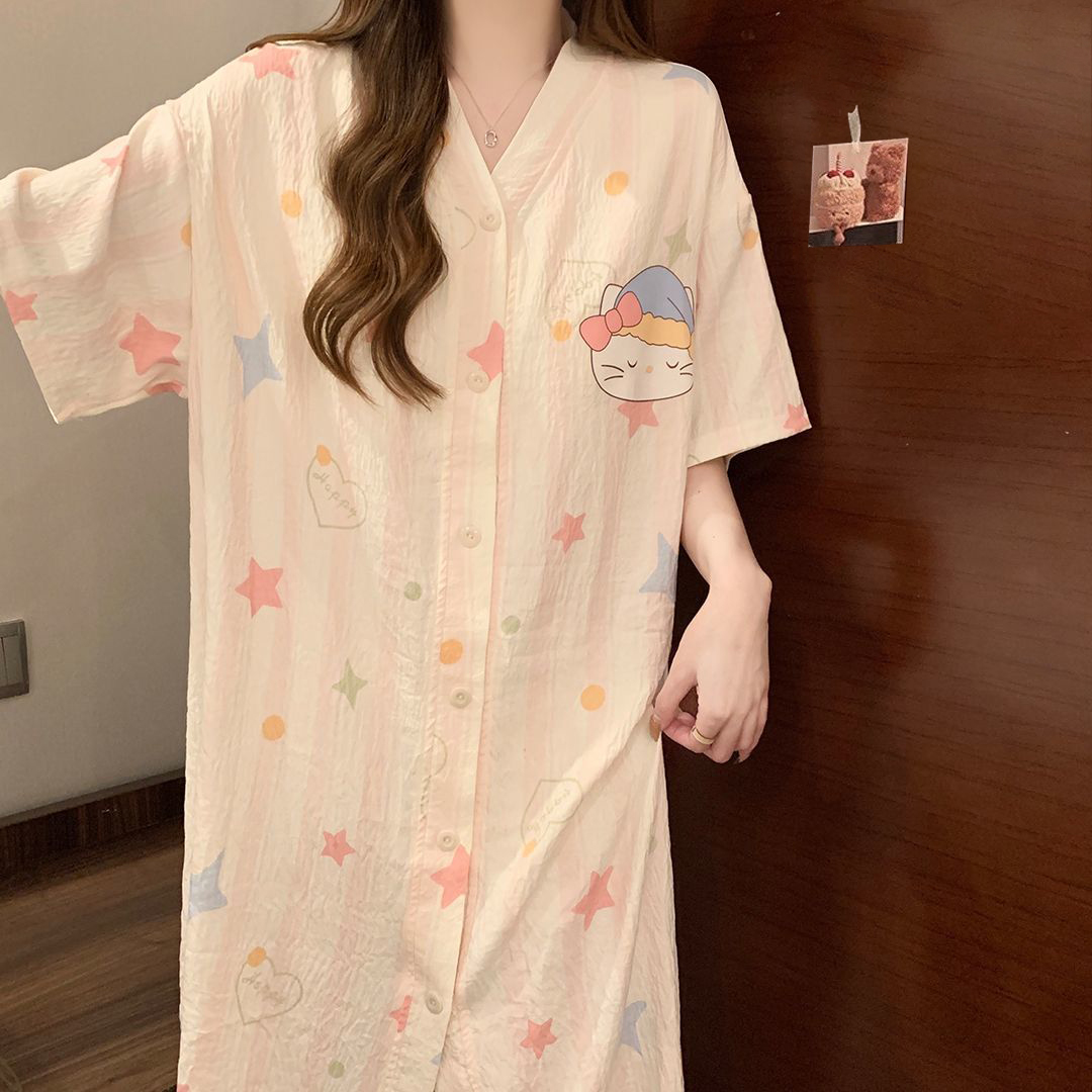 Summer Cloud Cotton Homewear Women Short Sleeve Shorts 2 Pcs Breathable Comfort Wholesale