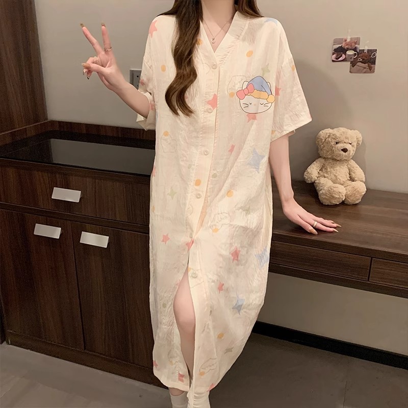 Summer Cloud Cotton Homewear Women Short Sleeve Shorts 2 Pcs Breathabl photo 4 (style 6058606412)