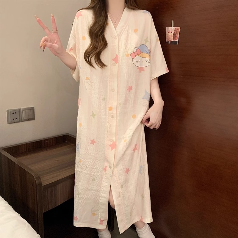 Summer Cloud Cotton Homewear Women Short Sleeve Shorts 2 Pcs Breathabl photo 5 (style 6058606412)