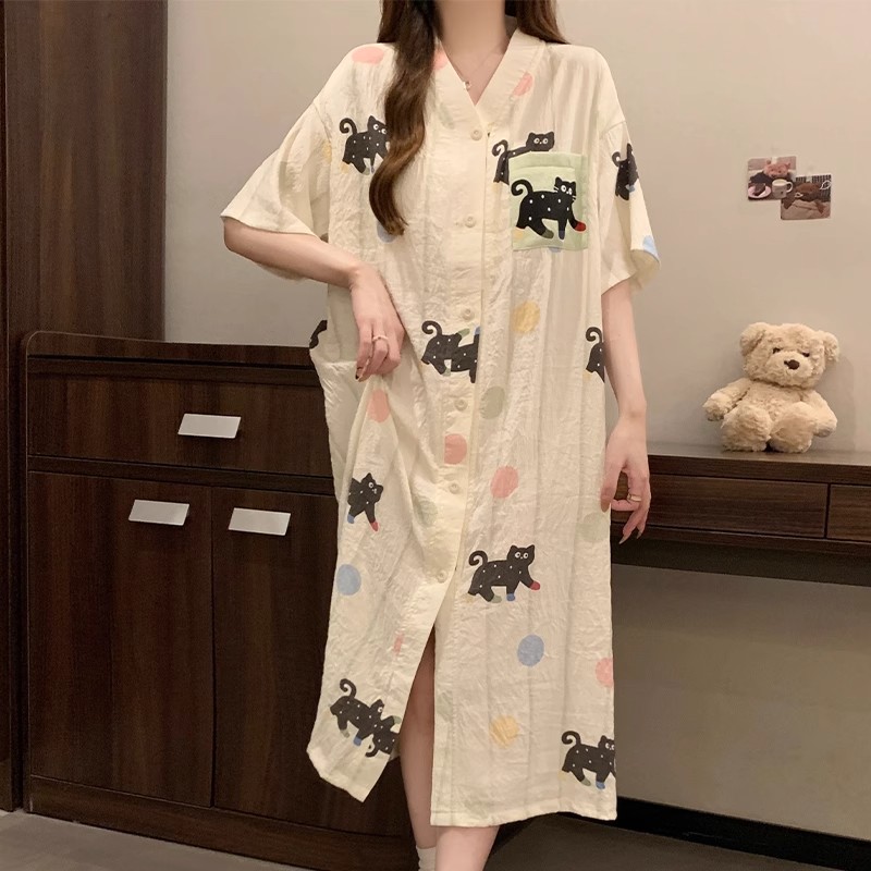 Summer Cloud Cotton Homewear Women Short Sleeve Shorts 2 Pcs Breathabl photo 7 (style 6058606412)