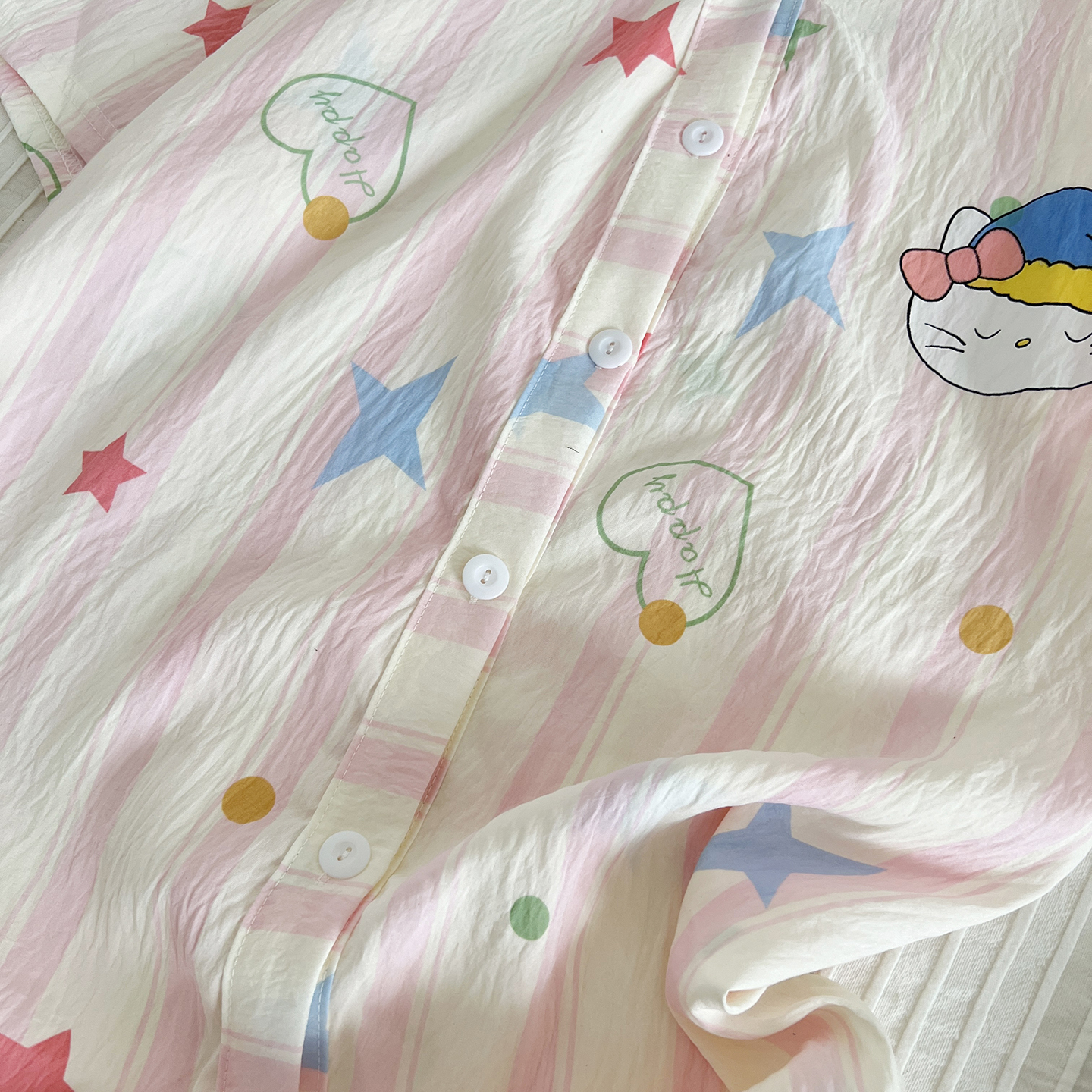 Summer Cloud Cotton Homewear Women Short Sleeve Shorts 2 Pcs Breathabl photo 3 (style 60586070)