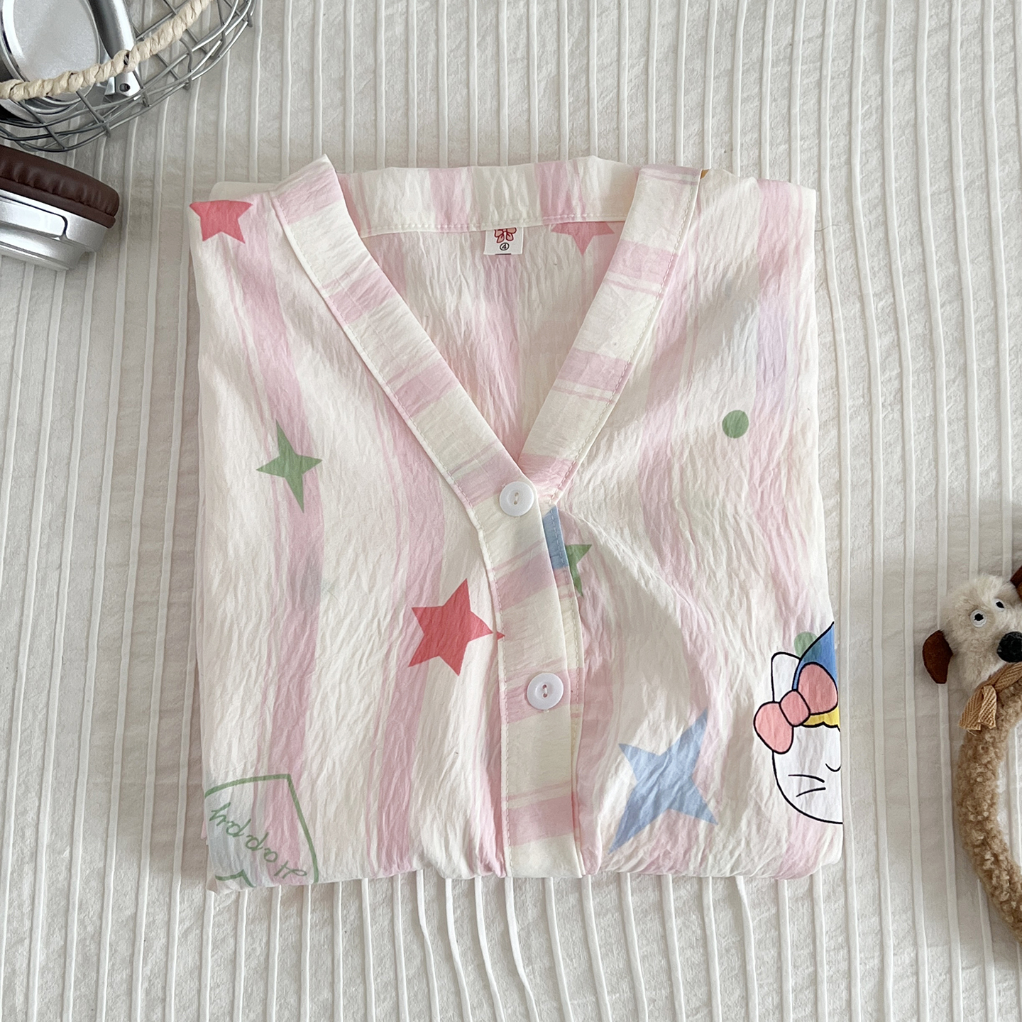 Summer Cloud Cotton Homewear Women Short Sleeve Shorts 2 Pcs Breathabl photo 6 (style 60586070)