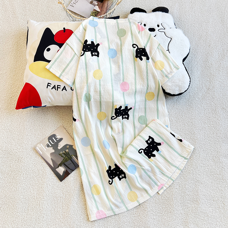 Summer Cloud Cotton Homewear Women Short Sleeve Shorts 2 Pcs Breathabl photo 7 (style 60586070)