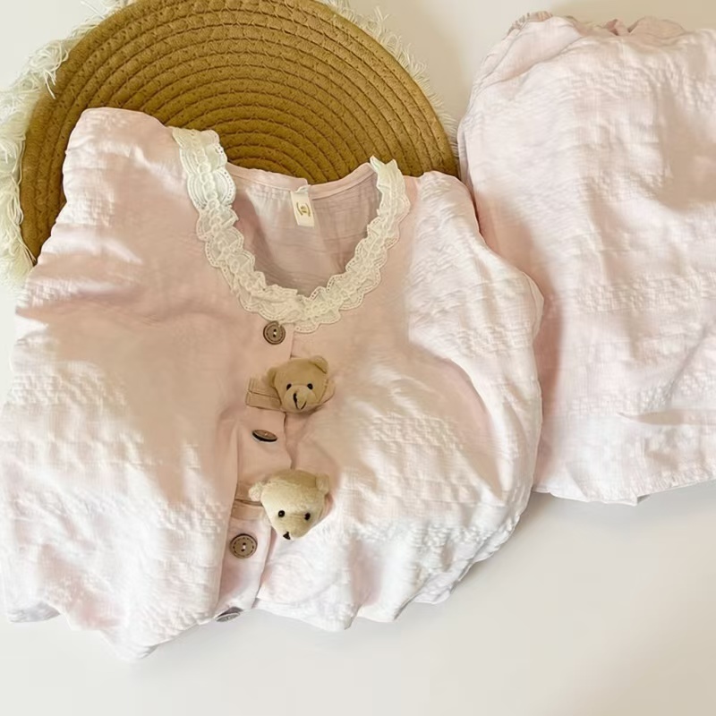 Summer Cotton With Pads Homewear Women Short Sleeve Shorts 2 Pcs Breat photo 2 (style 7001)