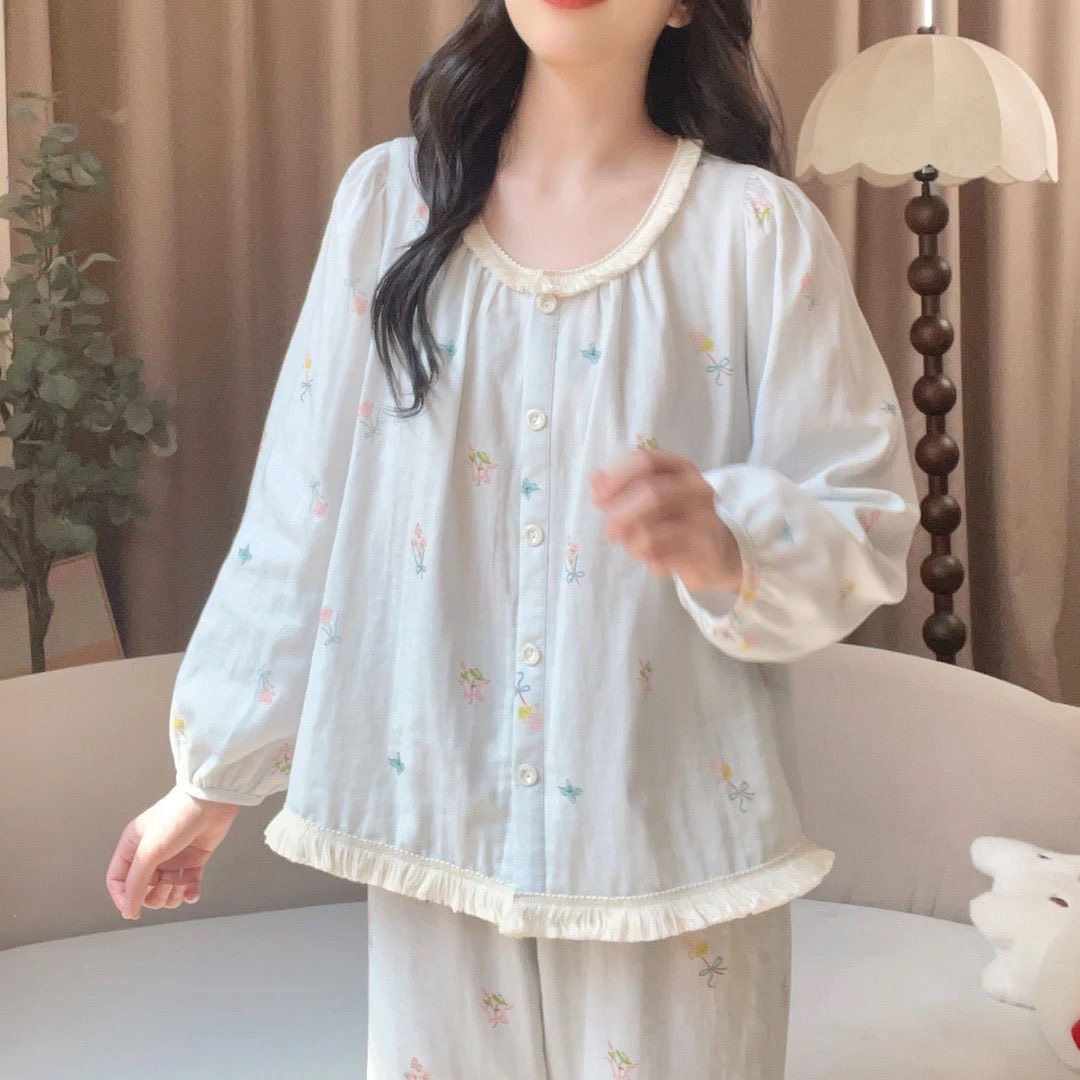 Summer Cloud Cotton Homewear Women Short Sleeve Shorts 2 Pcs Breathabl photo 4 (style 7007)
