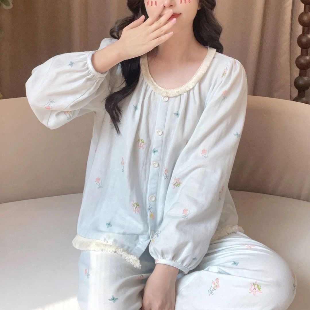 Summer Cloud Cotton Homewear Women Short Sleeve Shorts 2 Pcs Breathabl photo 6 (style 7007)