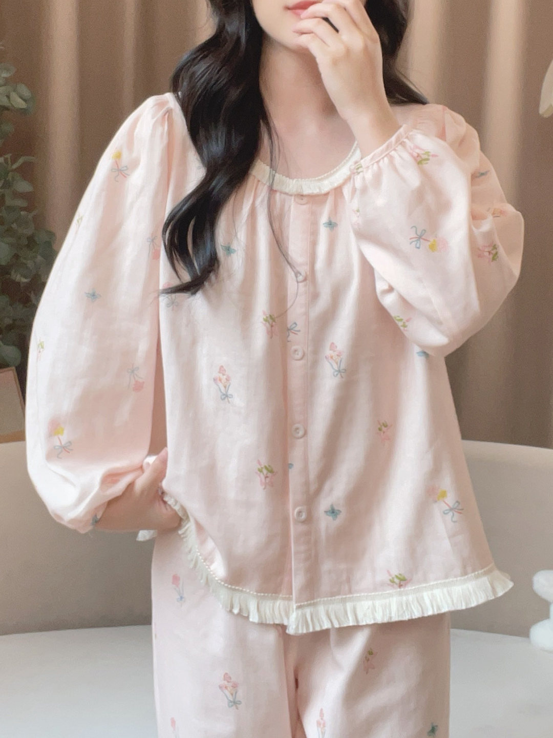 Summer Cloud Cotton Homewear Women Short Sleeve Shorts 2 Pcs Breathabl photo 2 (style 7008)