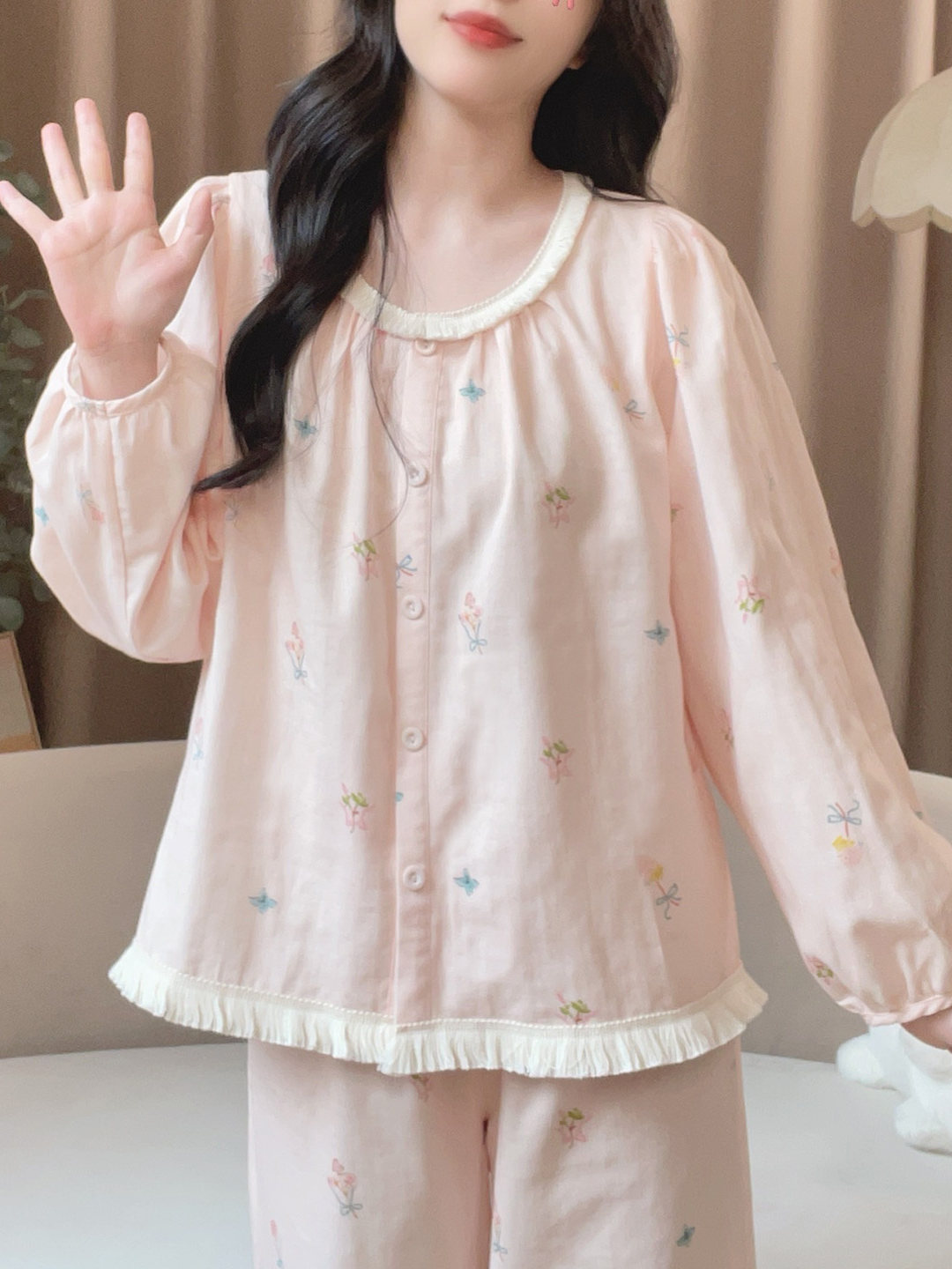 Summer Cloud Cotton Homewear Women Short Sleeve Shorts 2 Pcs Breathabl photo 4 (style 7008)