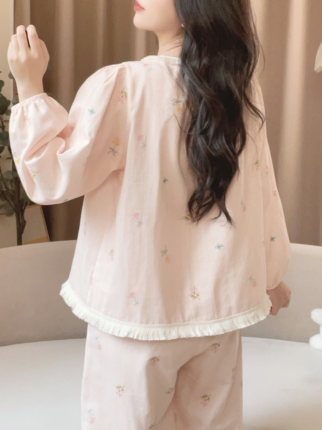 Summer Cloud Cotton Homewear Women Short Sleeve Shorts 2 Pcs Breathabl photo 5 (style 7008)