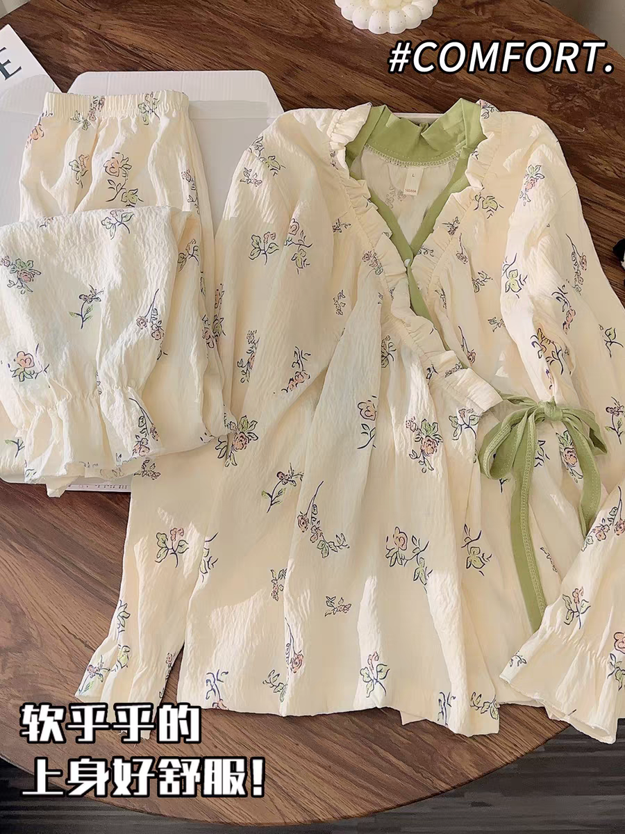 Summer Cloud Cotton Homewear Women Short Sleeve Shorts 2 Pcs Breathabl photo 1 (style 7009)