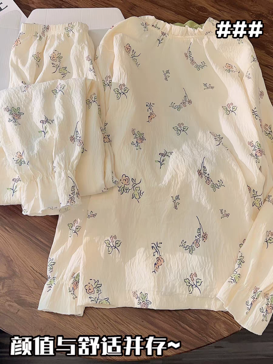 Summer Cloud Cotton Homewear Women Short Sleeve Shorts 2 Pcs Breathabl photo 6 (style 7009)
