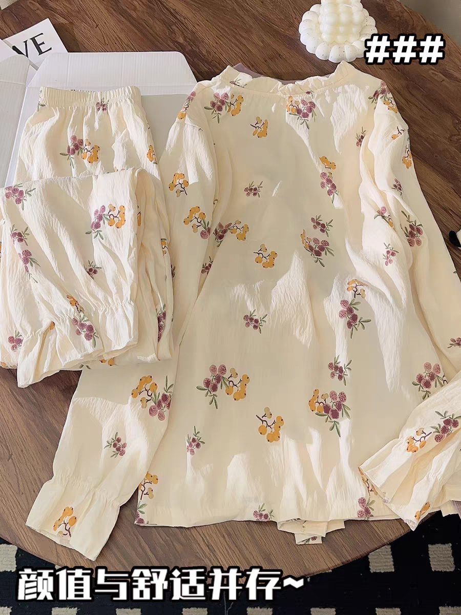 Summer Cloud Cotton Homewear Women Short Sleeve Shorts 2 Pcs Breathabl photo 5 (style 7013)