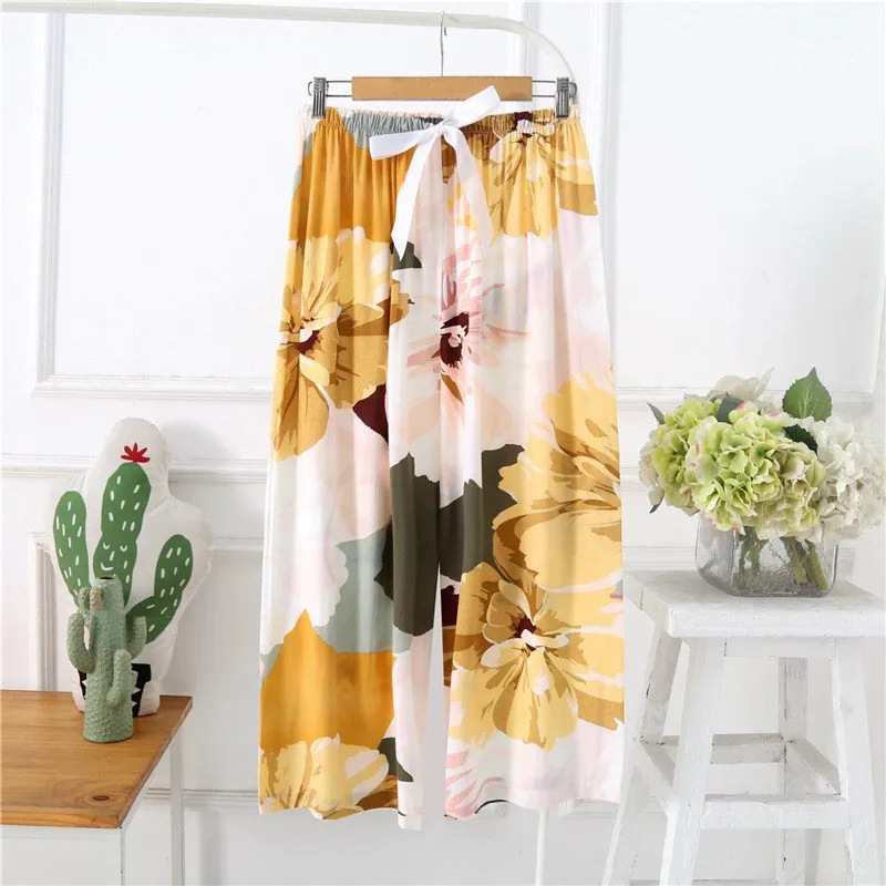 40S Cotton Summer New Loose Plus Size Beach Wide Leg Pants Women Outdo photo 3 (style 710142311287)