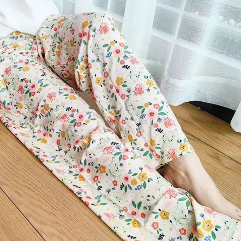 40S Cotton Summer New Loose Plus Size Beach Wide Leg Pants Women Outdo photo 7 (style 710142311287)