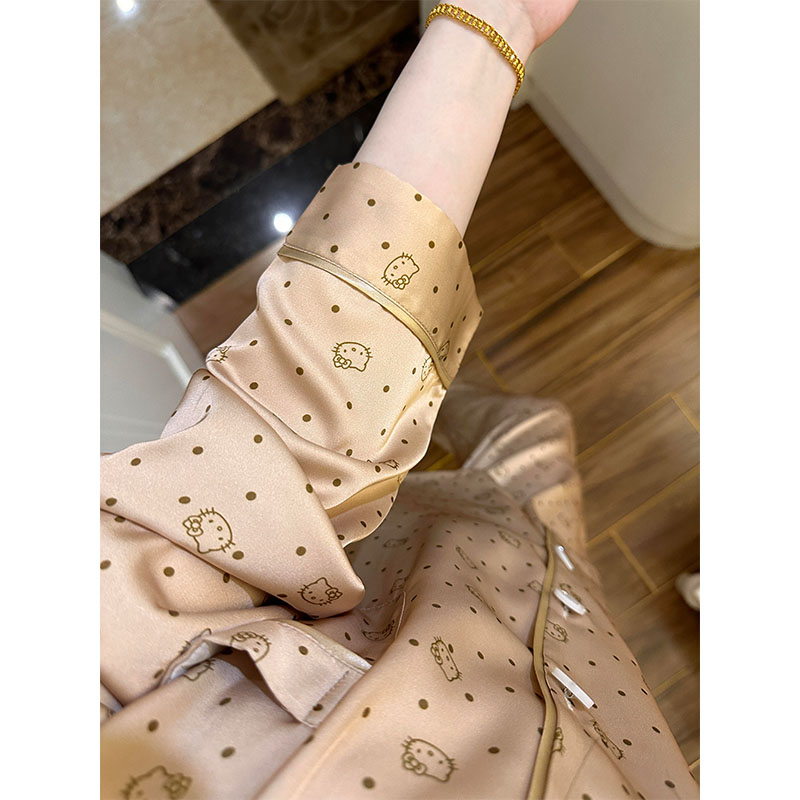 Summer Ice Silk Long Sleeve Polka Homewear Women Short Sleeve Shorts 2 photo 1 (style 711434)