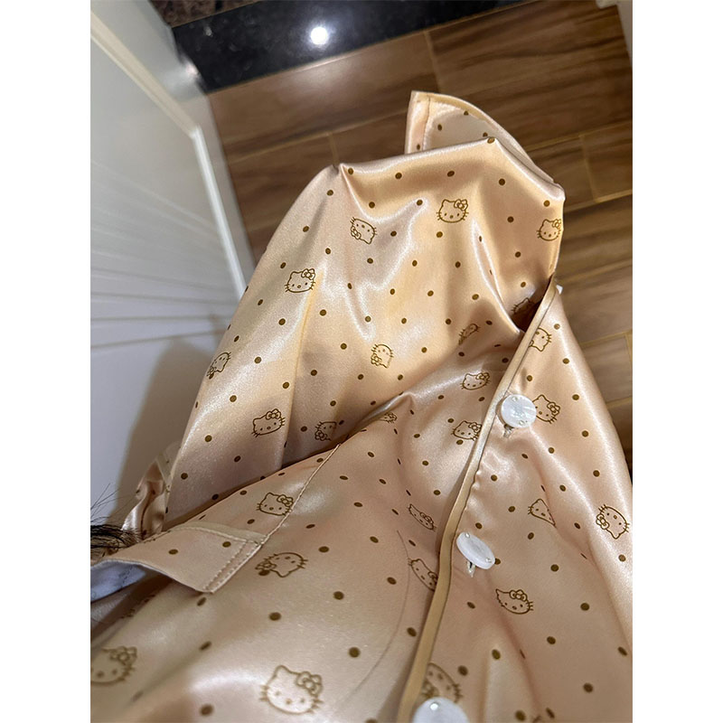 Summer Ice Silk Long Sleeve Polka Homewear Women Short Sleeve Shorts 2 photo 2 (style 711434)