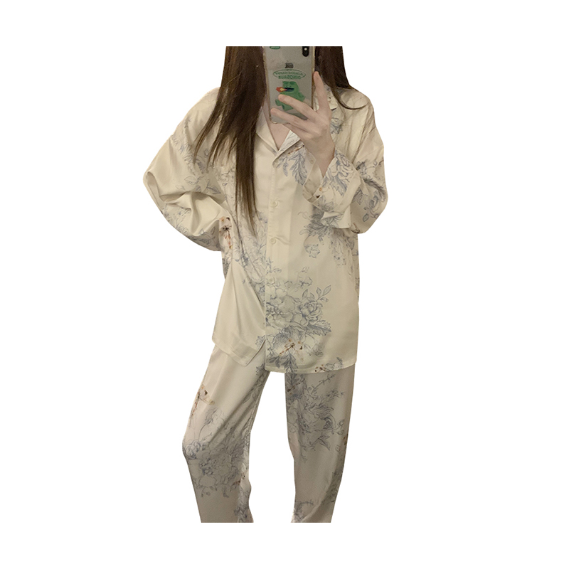 Summer Ice Silk Long Sleeve Homewear Women Short Sleeve Shorts 2 Pcs Breathable Wholesale